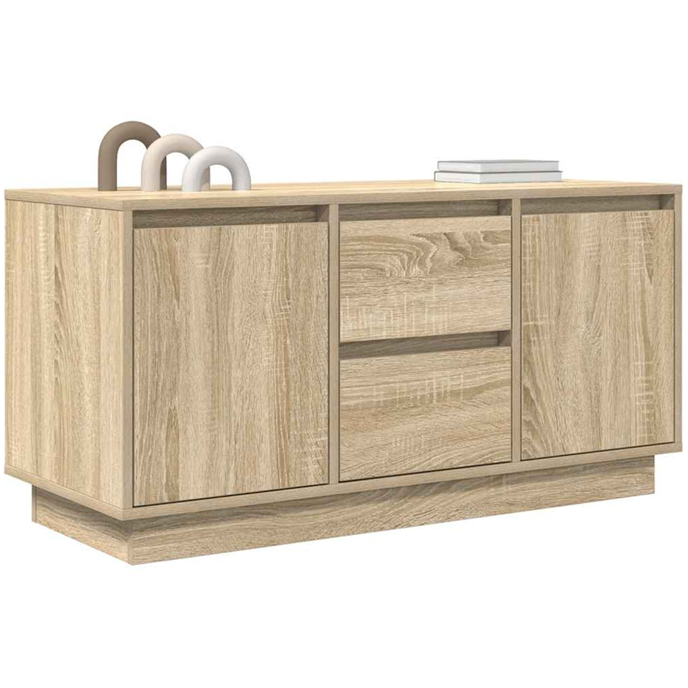 vidaXL 2 Door 2 Drawer Sonoma Oak LED TV Cabinet Image 5