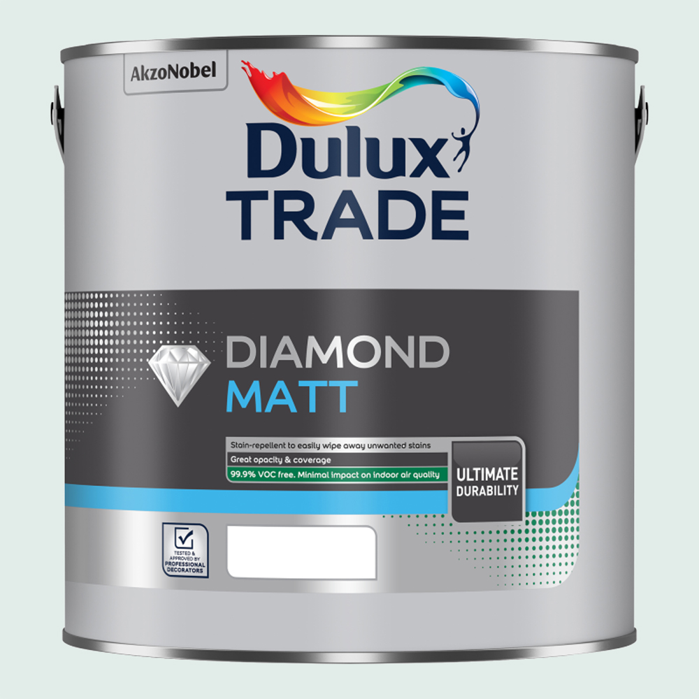 Dulux Trade Jade White Walls and Ceilings Diamond Matt Paint 5L Image 2