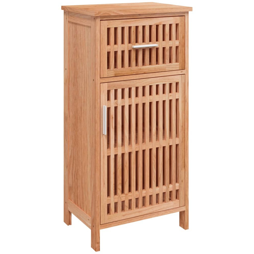 vidaXL Single Door Single Drawer Solid Walnut Wood Bathroom Cabinet Image 2