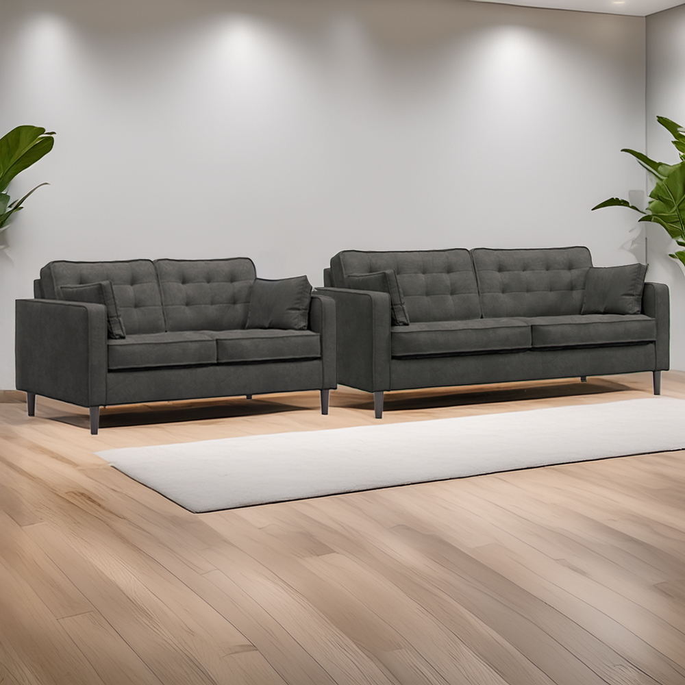 Eden 5 Seater Graphite Chenille Sofa Suite Image 1