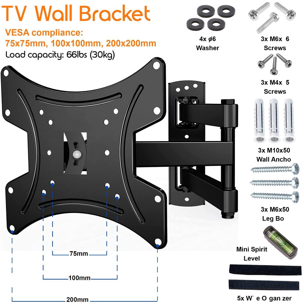 ATEK Full Motion Tilt and Swivel TV Wall Mount Bracket 10 to 42 inch Image 8