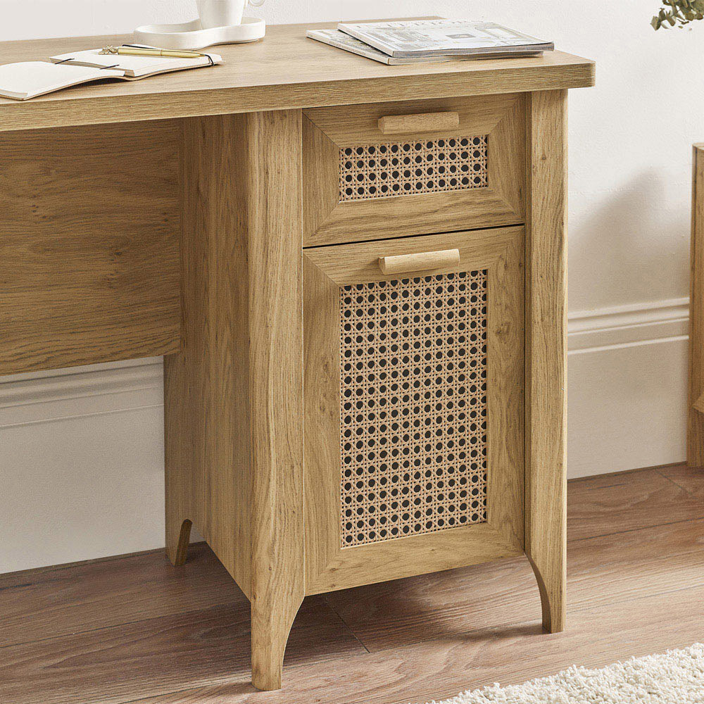 Julian Bowen Sydney Single Door and Single Drawer Rattan Effect Desk Image 7