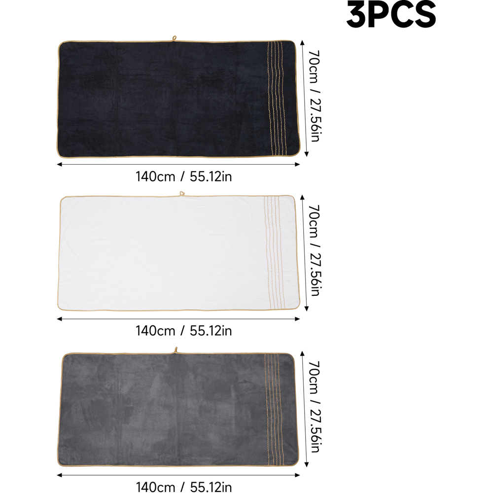 Living and Home Soft Polyester White Grey and Black Bath Towel Set of 3 Image 8