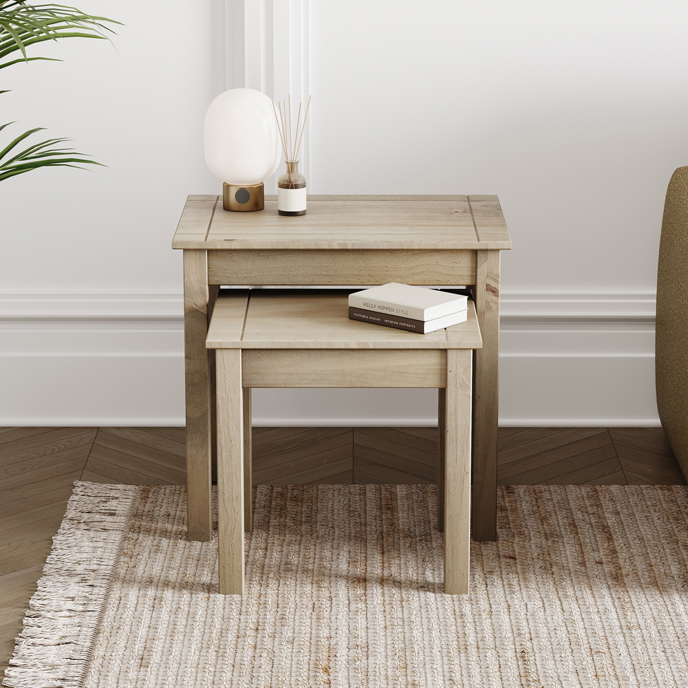 Vida Designs Panama Pine Nest of Tables Set of 2 Image 4