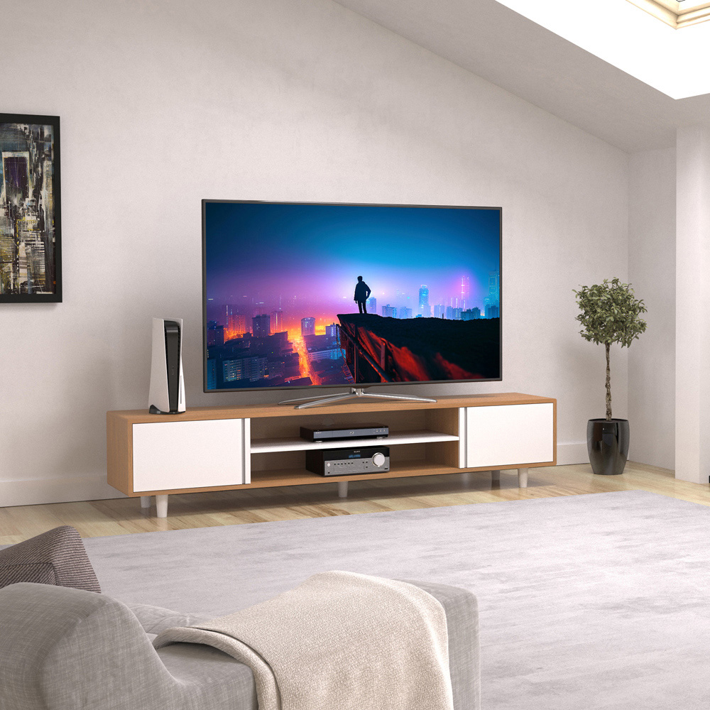 AVF Harbour Light Wood and White TV Unit Image 8