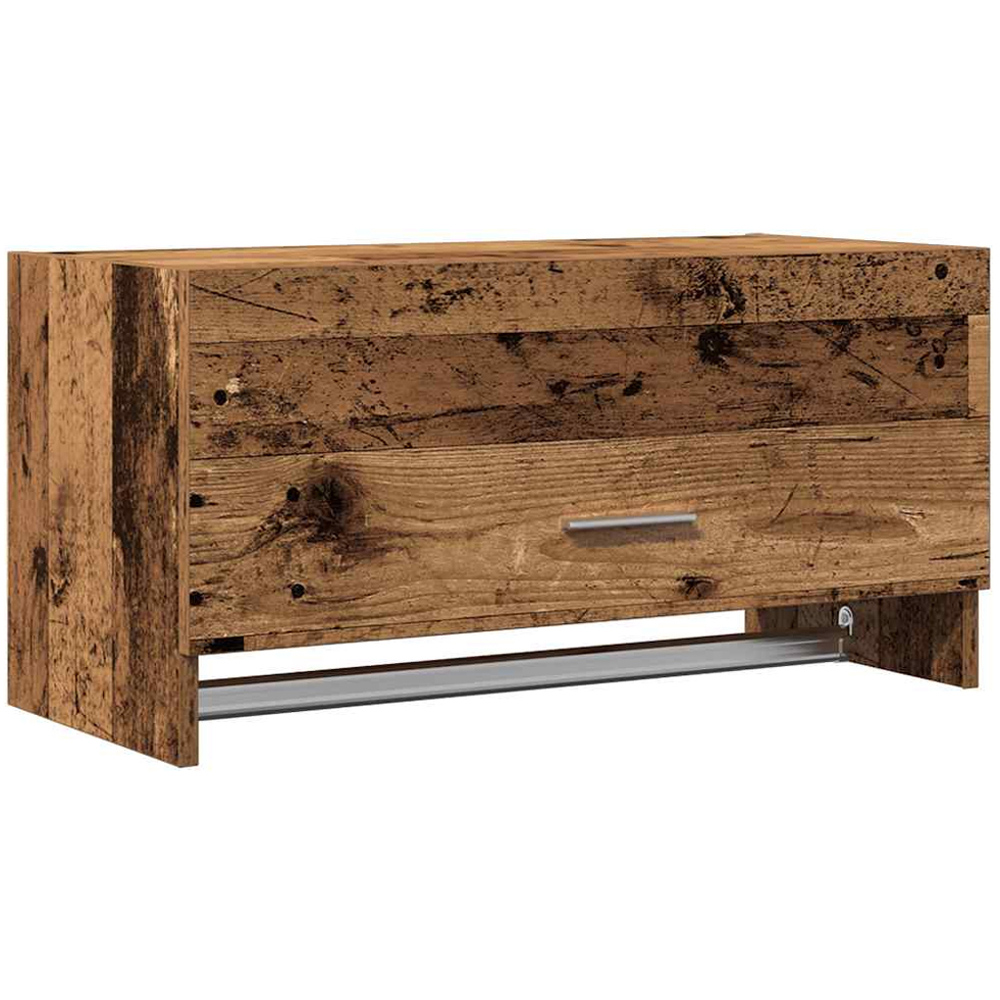 vidaXL Single Drawer Old Wood Wall-Mounted Bathroom Wardrobe with Towel Rail Image 2