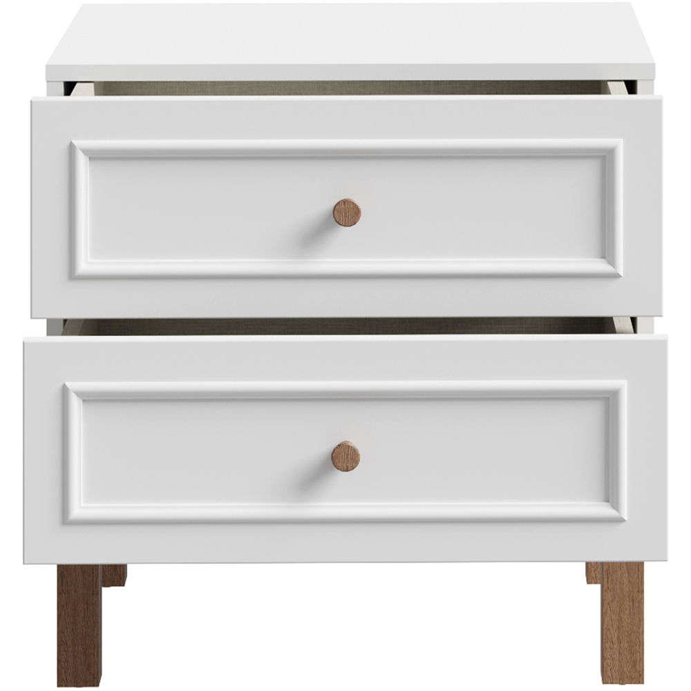 Florence Wensley 2 Drawer Light Grey and Oak Bedside Table Image 5