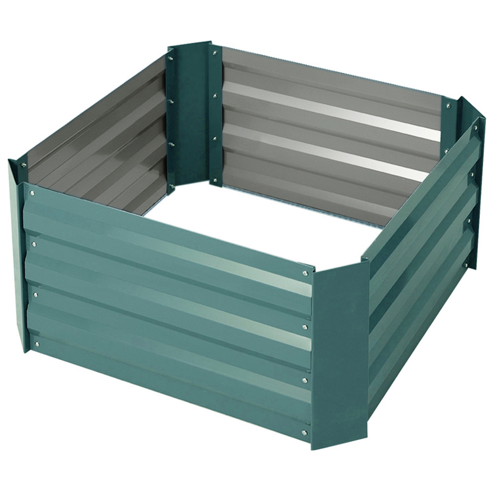 Living and Home Green Galvanized Steel Square Raised Garden Bed Planter Box Image 3