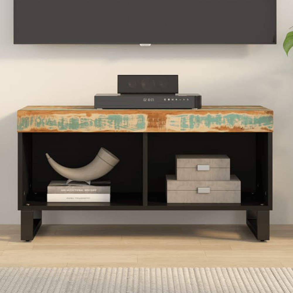 vidaXL 2 Shelf Multicolour Solid Reclaimed Wood Industrial Style TV Cabinet Image 1