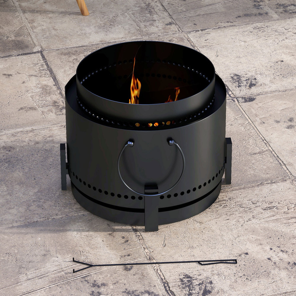 Outsunny Black Smokeless Fire Pit with Poker Image 3