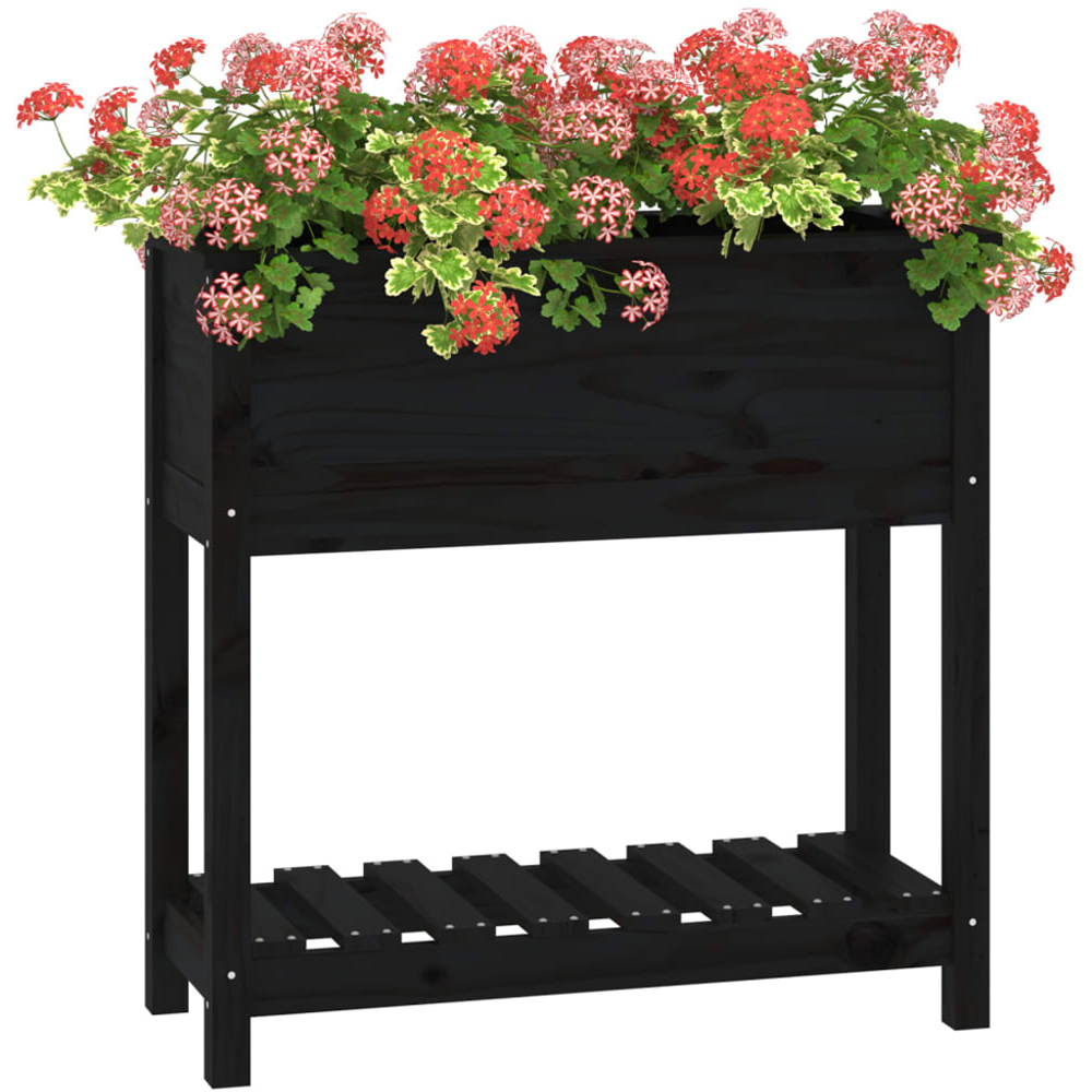 vidaXL Single Shelf Black Solid Pine Wood Garden Planter 81 x 82.5 x 34.5cm Image 3