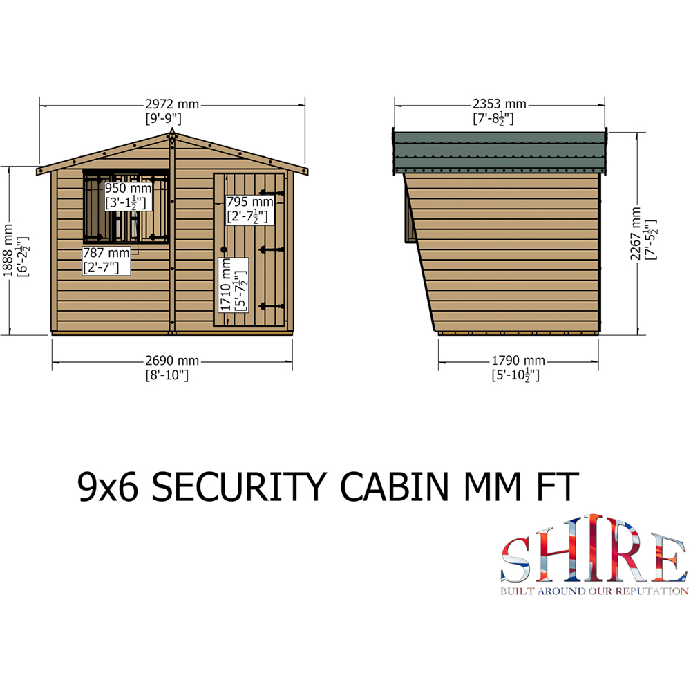 Shire 9 x 6ft Shiplap Style D Security Cabin Apex Garden Shed Image 9