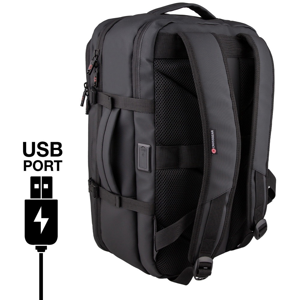 Crossgear ITour Black Underseat Backpack with Built-in Charging Port and Vacuum 40cm Image 7