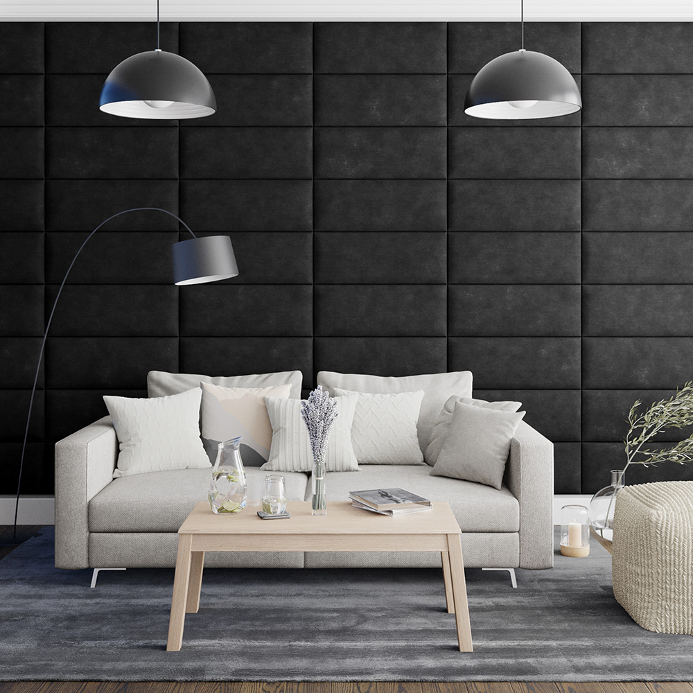Aspire EasyMount Charcoal Kimiyo Linen Upholstered Wall Mounted Headboard Panels 8 Pack Image 3