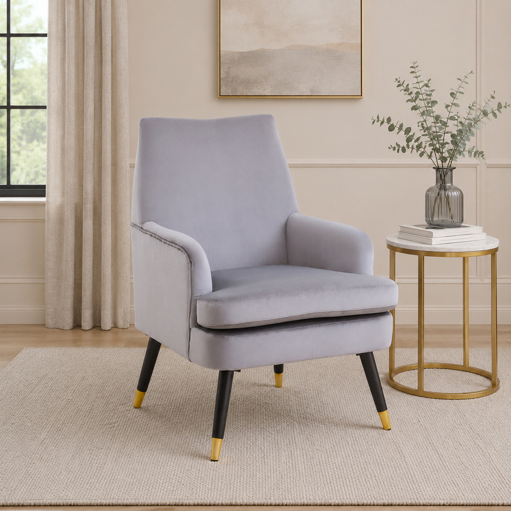 Premier Housewares Loretta Grey Velvet Accent Chair Image 6