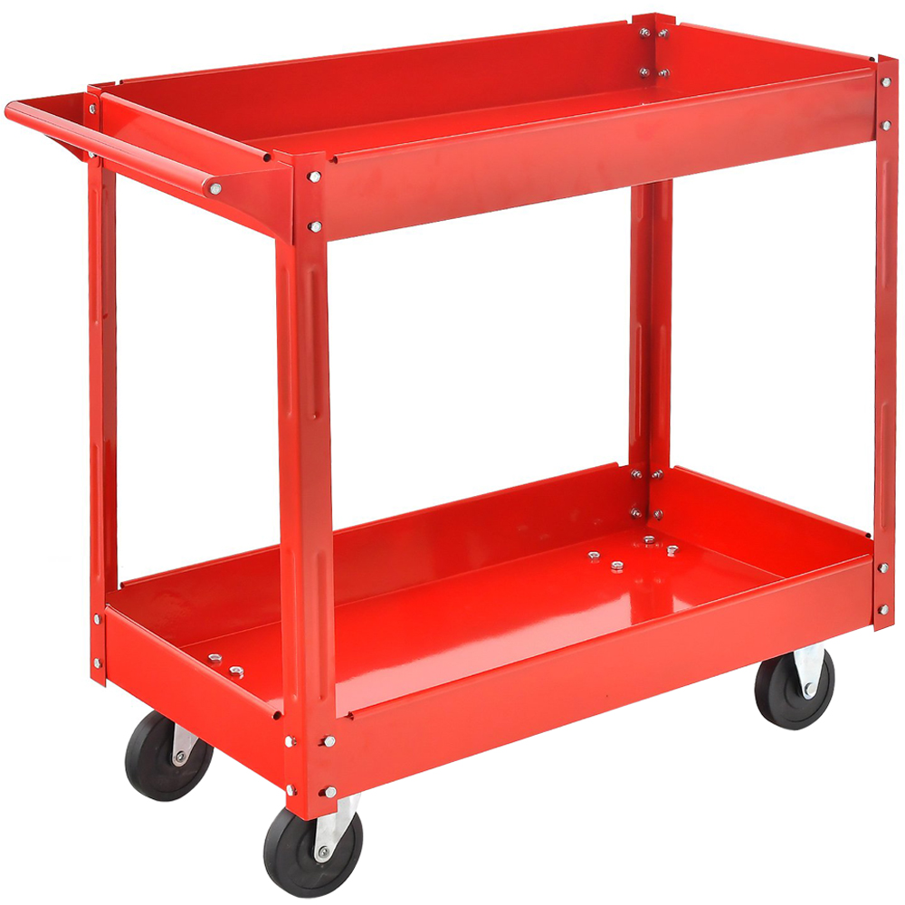 Costway 2 Shelf Red Tool Trolley with Wheels Image 1