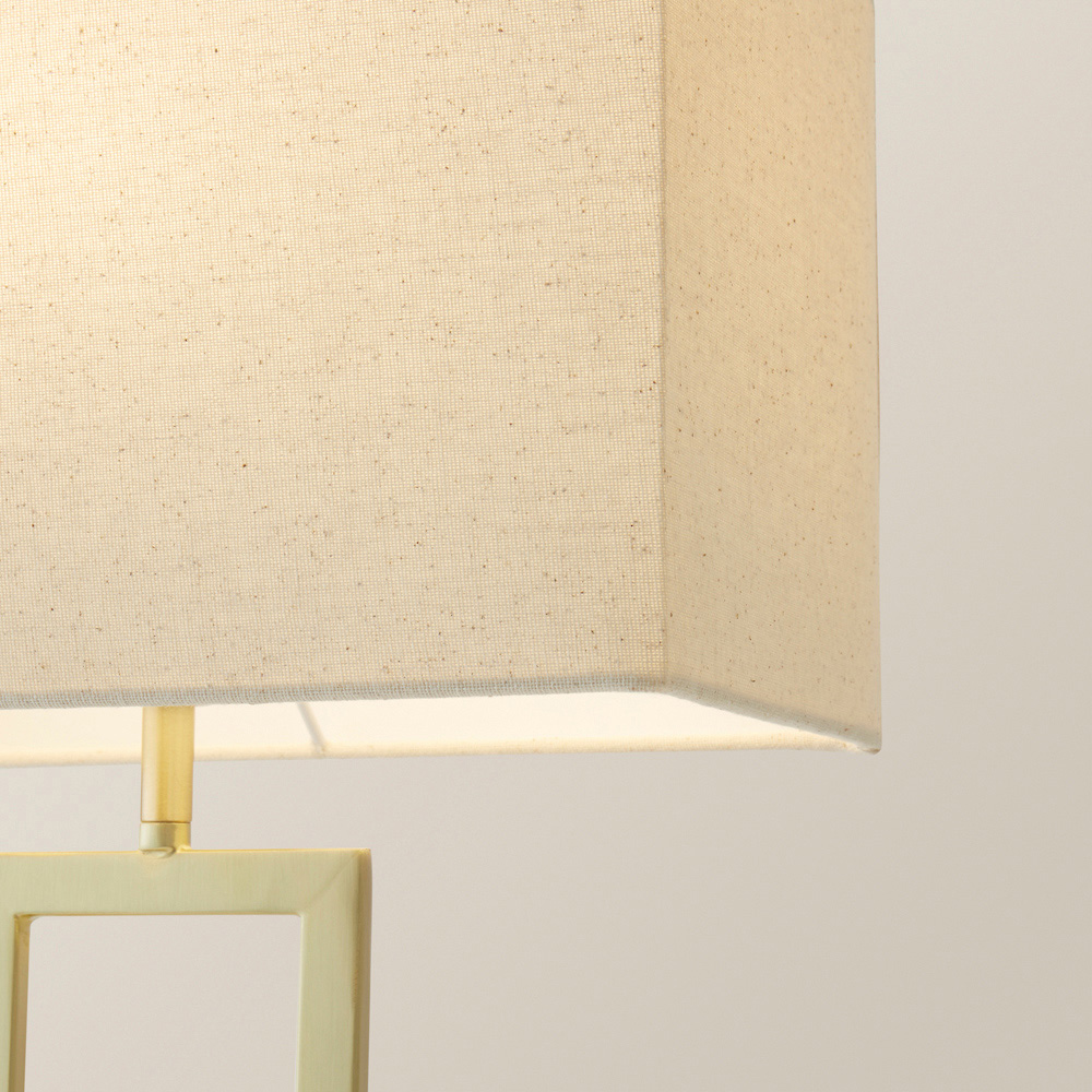 ValueLights Gloria Gold Double Stem Metal LED Table Lamp with Rectangular Lamp Shade Image 3