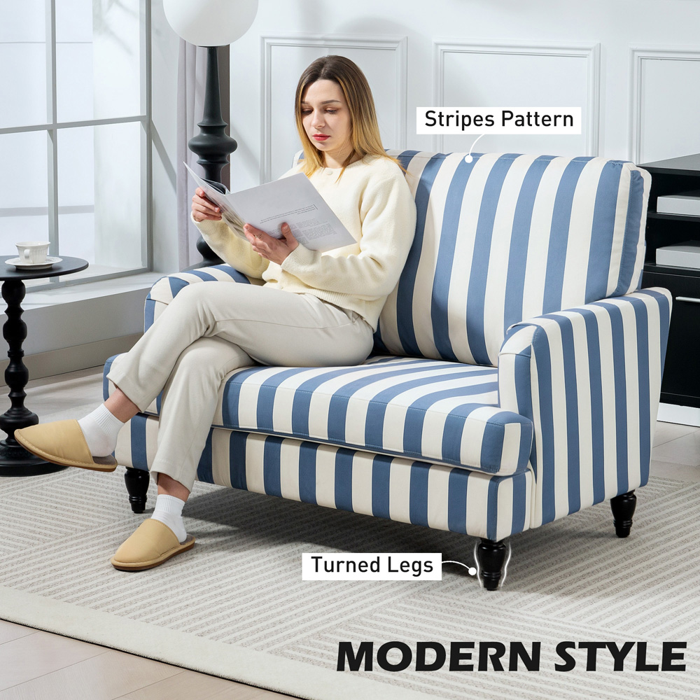 HOMCOM Blue and White Striped Armchair Image 7