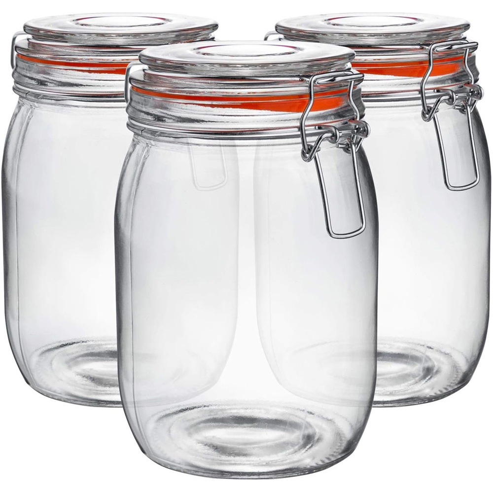 Neo 1000ml Scandi Glass Storage Jar 3 Pack Image 1