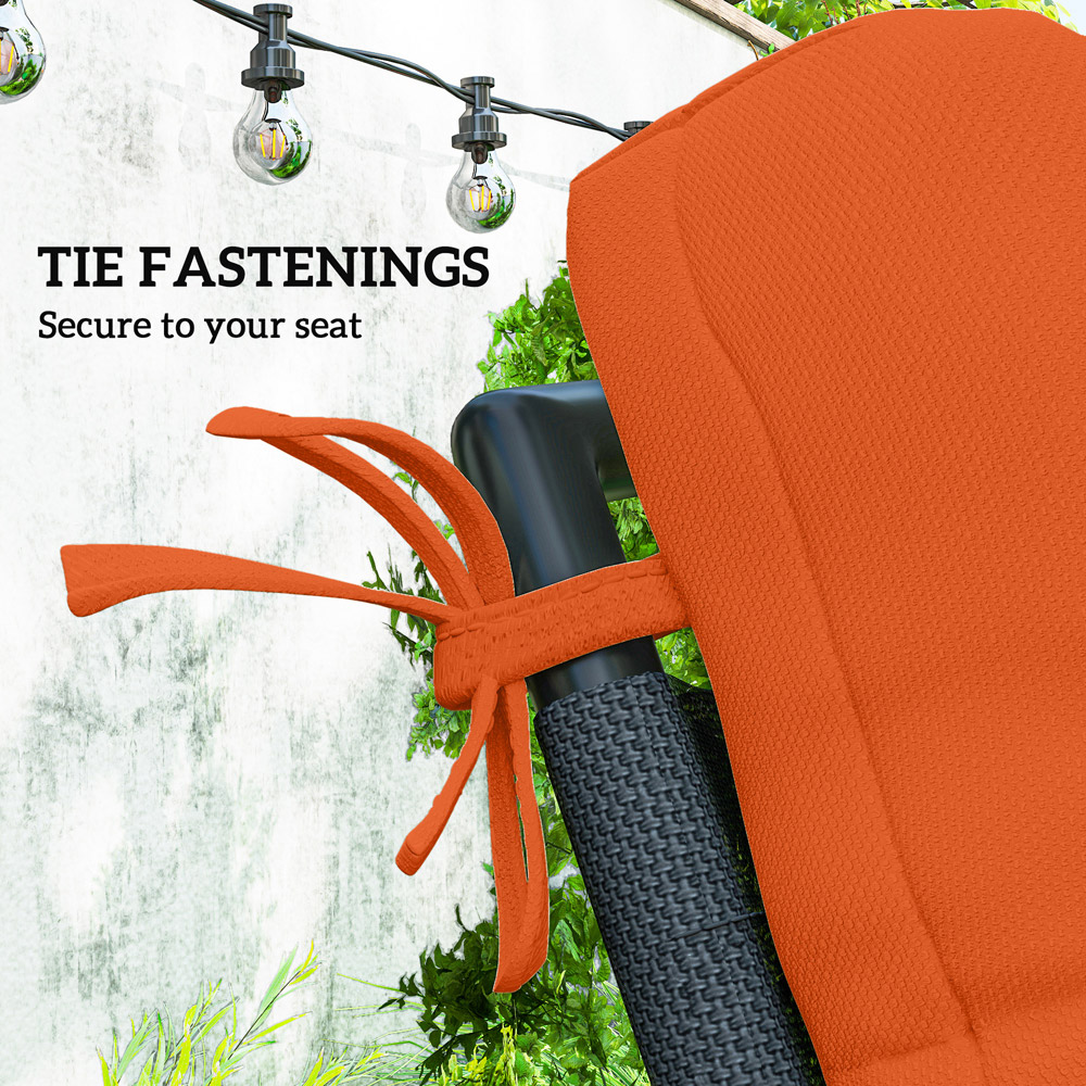 Outsunny Orange Garden Seat Cushion with Backrest and Ties 112 x 56cm 2 Pack Image 7
