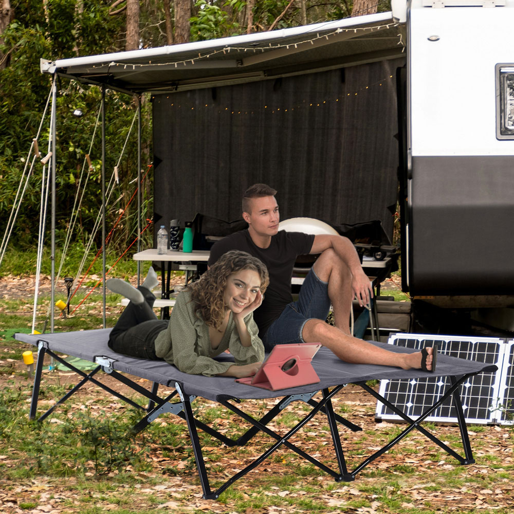 Outsunny Double Grey Foldable Camping Bed Image 2