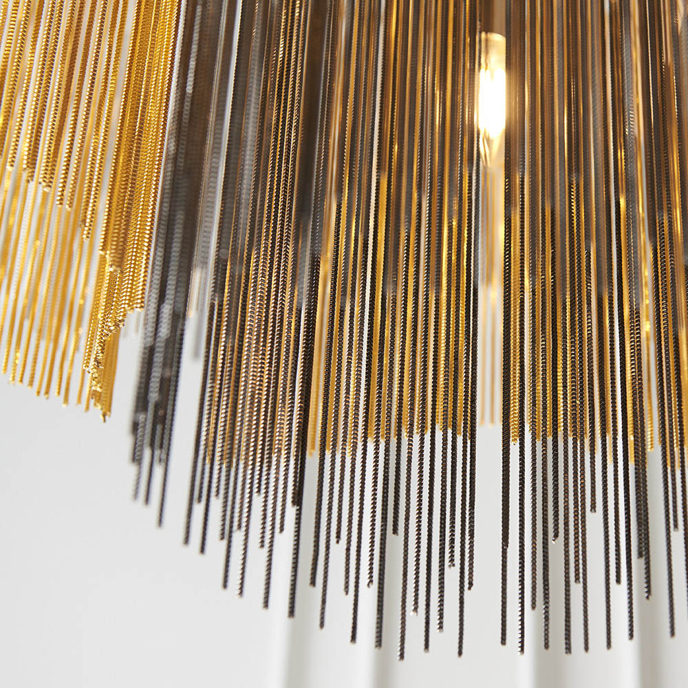 Merano Carbonia Gold and Black Chain 5 Light Ceiling Pendant Image 6
