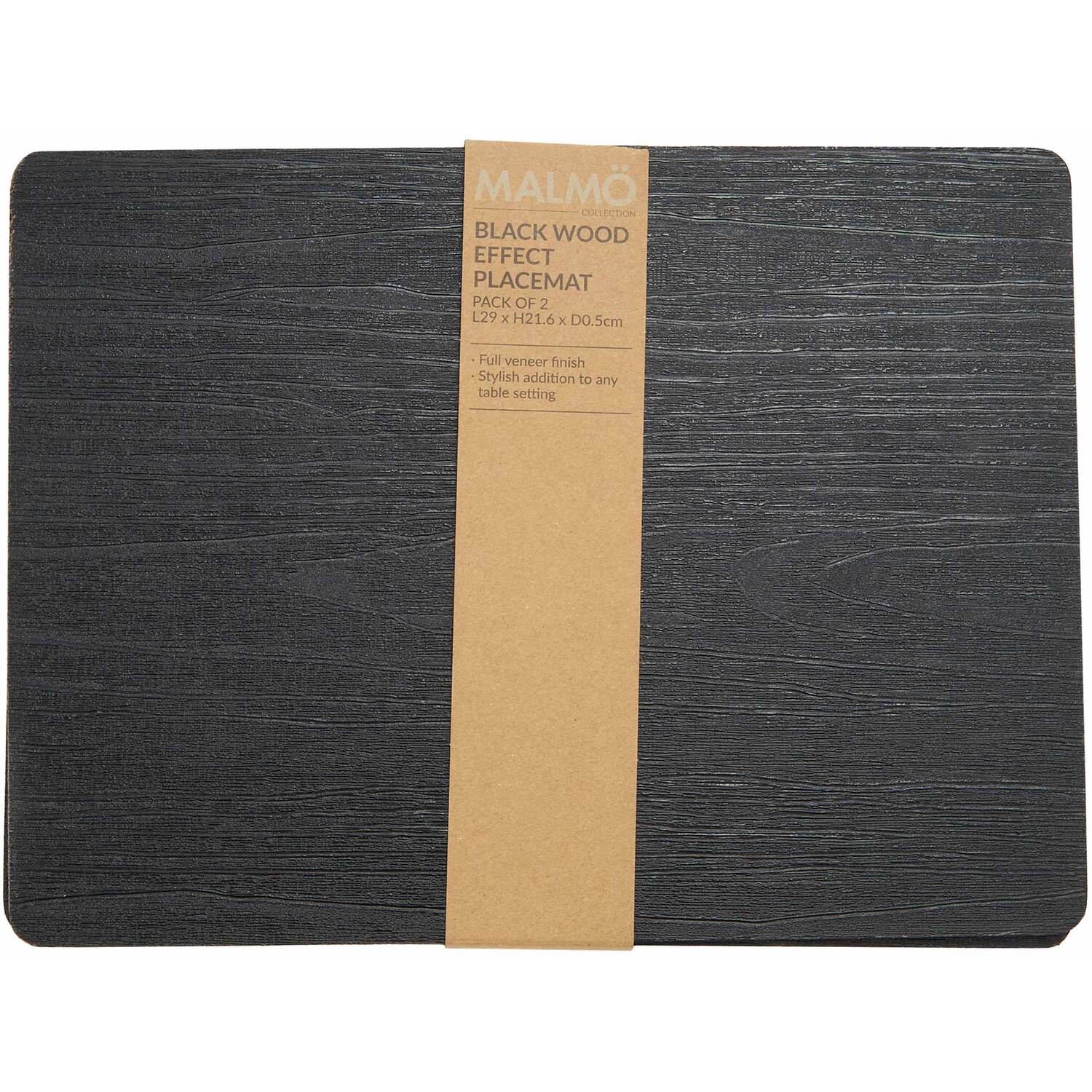 Pack of 2 Malmo Wood Effect Placemats - Black Image 4