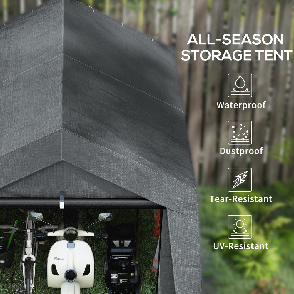 Outsunny 9 x 9ft Grey Portable Storage Shed Image 4
