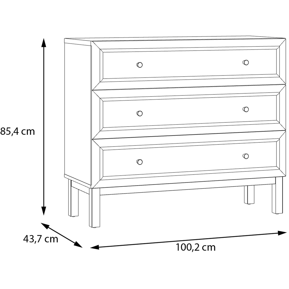 Florence Wensley 3 Drawer Light Grey and Oak Chest of Drawers Image 8