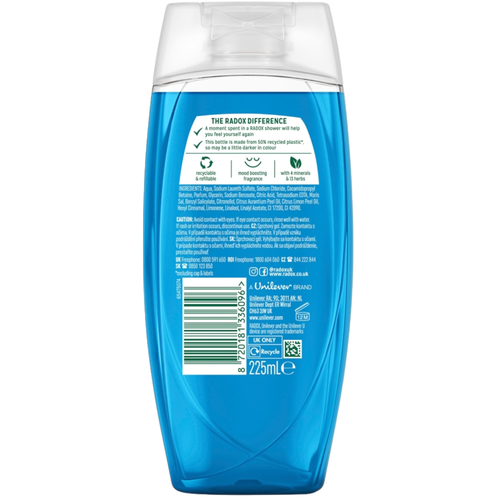 Radox 2-in-1 Feel Awake Fennel and Sea Minerals Body Wash and Shampoo 225ml 6 Pack Image 3