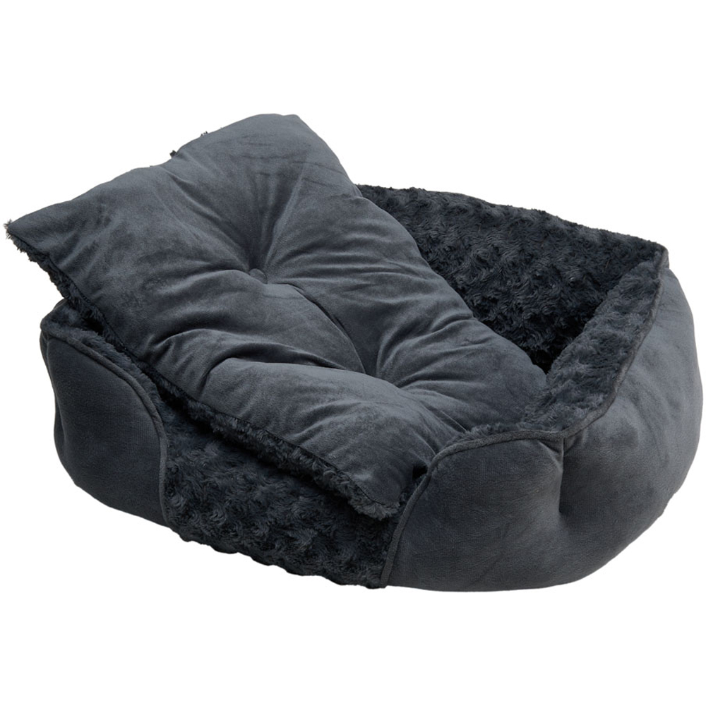 H&O Direct Small Dark Grey Super Soft Washable Pet Bed Image 3
