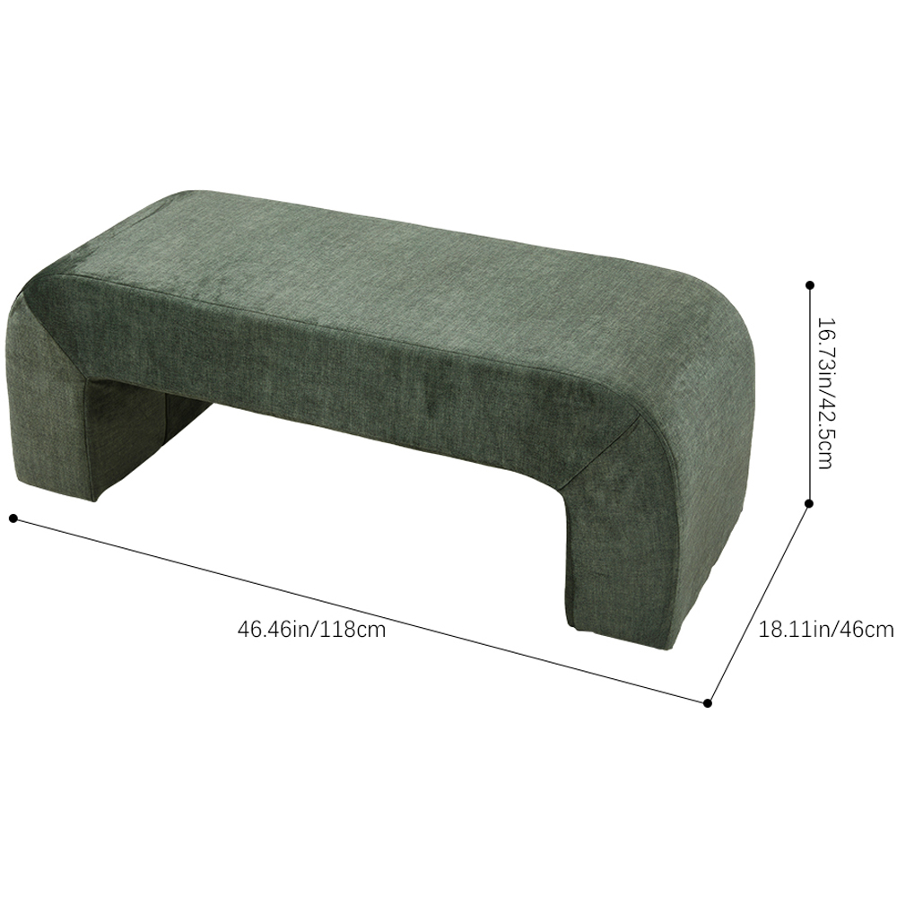 Living and Home Green Textured Velveteen Arch-Shaped Bench Image 9