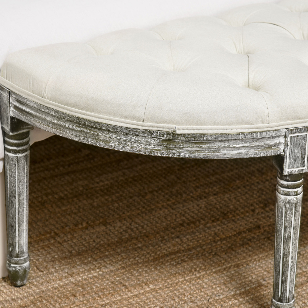 Portland Cream White Half-Circle Bench Image 3