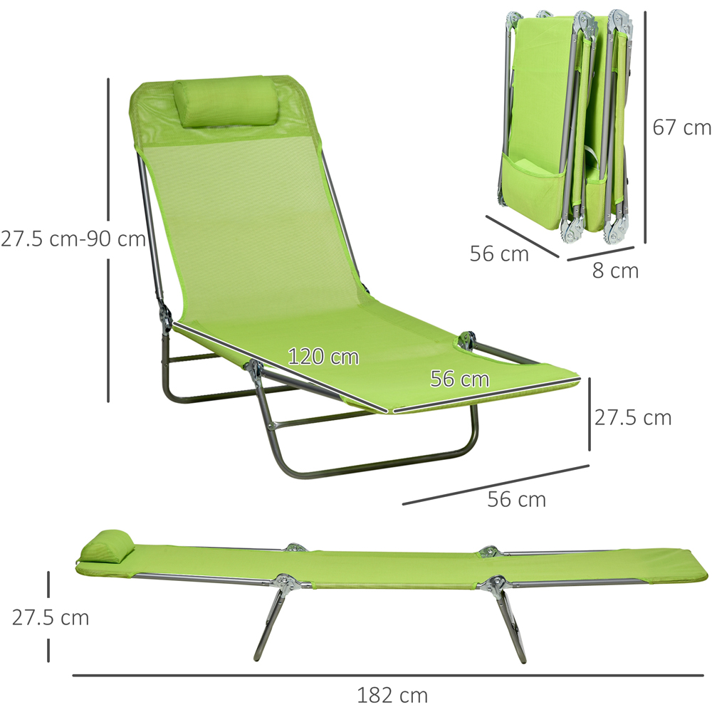 Outsunny Set of 2 Green Reclining Foldable Sun Lounger Image 7