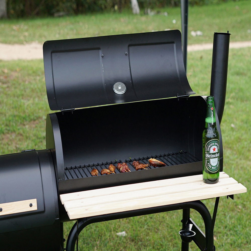 Eurotrade Black Barrel Portable Charcoal BBQ Grill Smoker Image 3