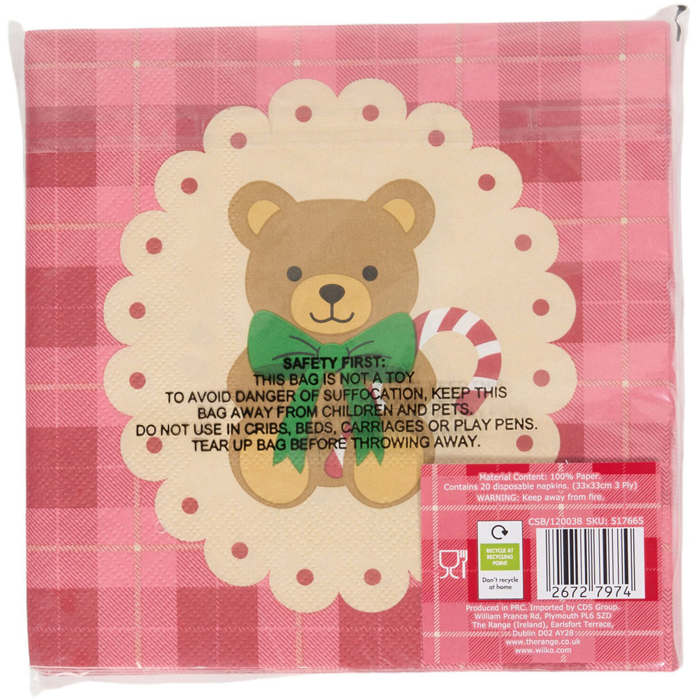 Pack of 20 Christmas Teddy Napkins Image 5