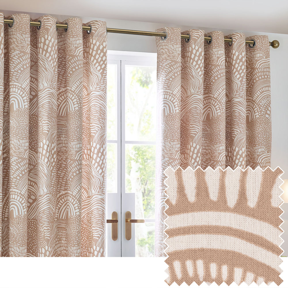 Hoem Nola Oat Abstract Eyelet Curtains 168 x 229cm Image 5