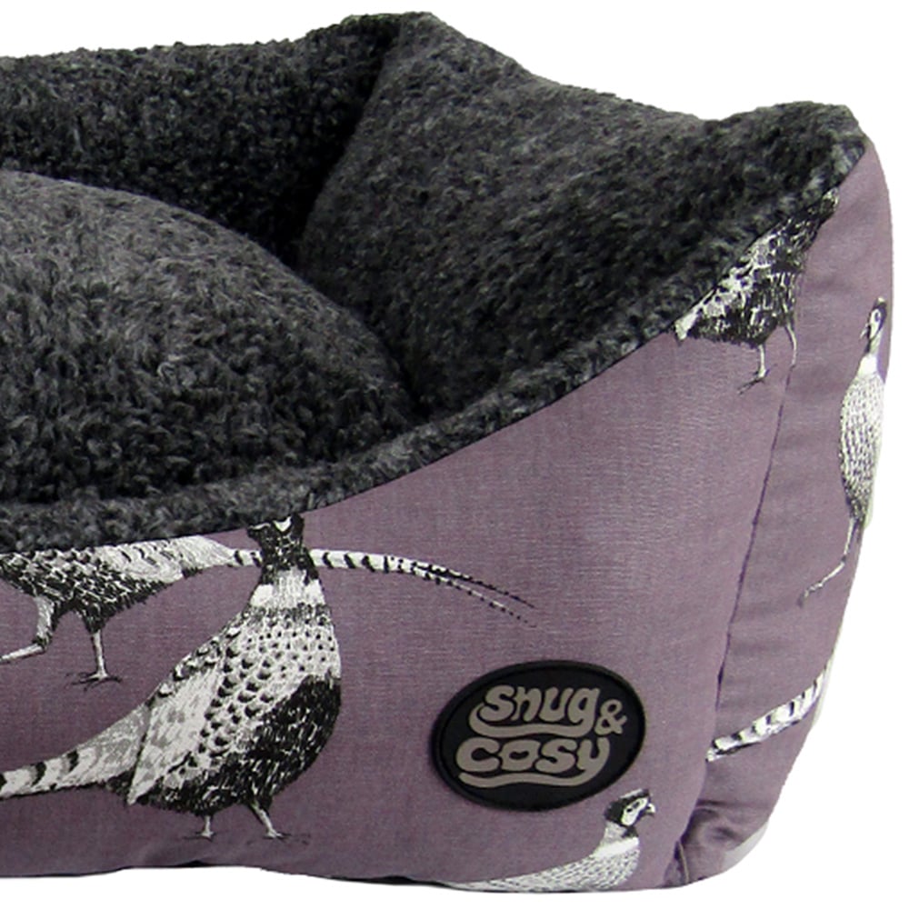 Snug & Cosy Medium Rectangle Heather Pheasant Print Dog Bed Image 3