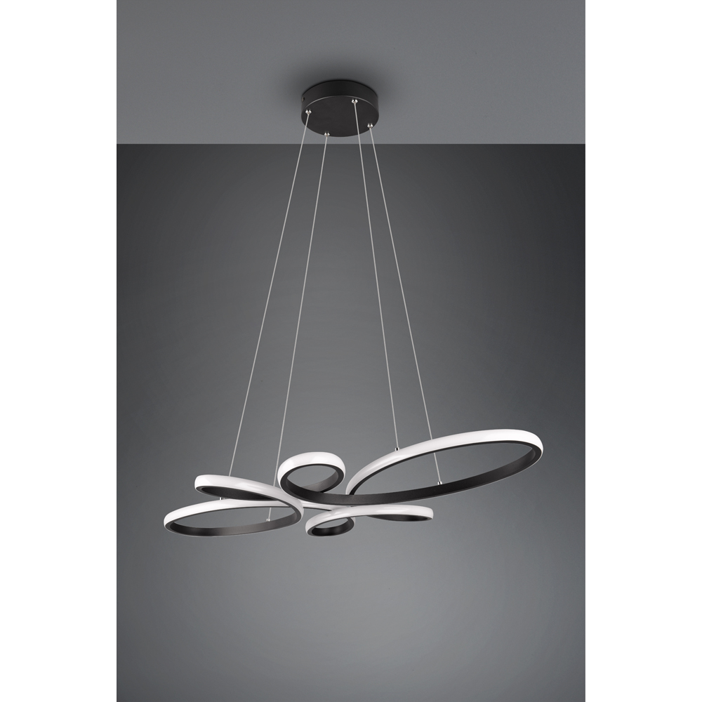 TRIO Fly Black Matt Integrated LED Ceiling Pendant Light Image 8