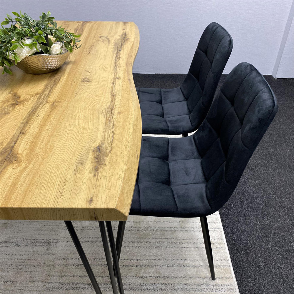 Kosy Koala 4 Seater Wood and Velvet Dining Set Black Image 4