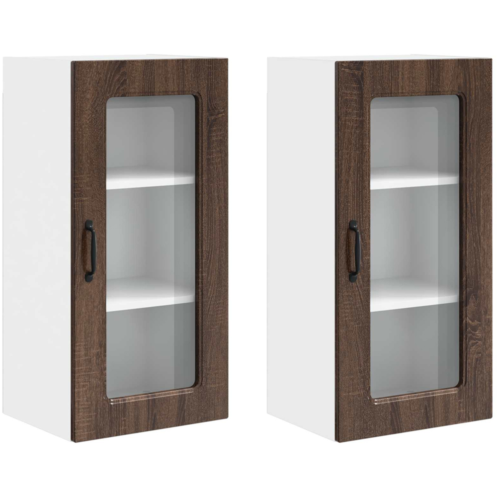 vidaXL Kalmar Single Door Brown Oak Wall Kitchen Cabinet 2 Pack Image 8