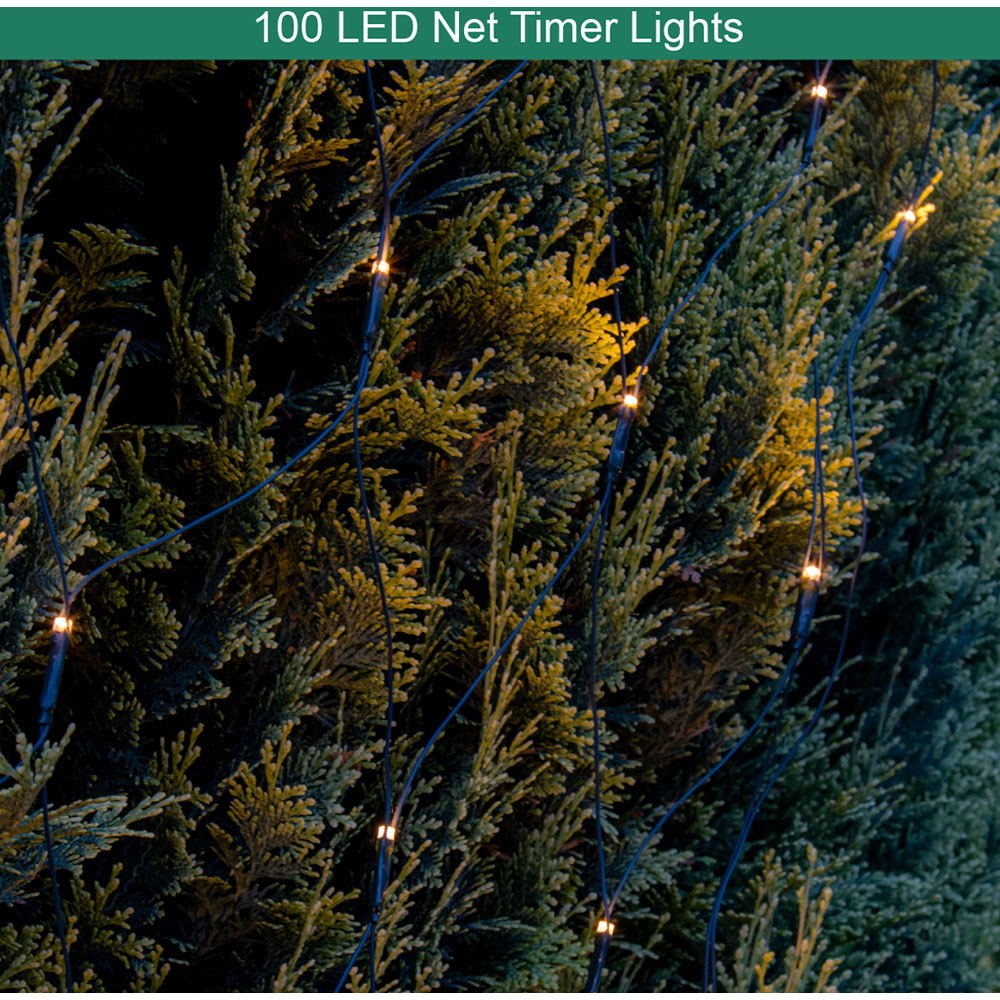 GardenKraft Warm White 100 LED Timer Net Light Image 4