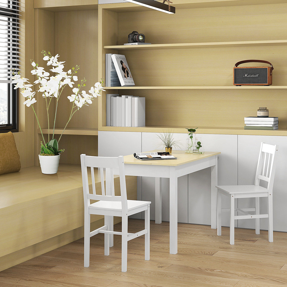 HOMCOM 6 Seater Dining Table with Thick Legs Oak Wood Grain Image 4