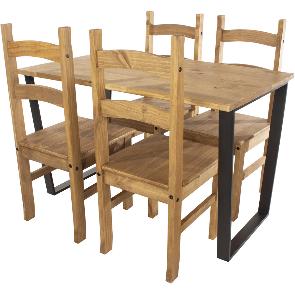 Core Product Texas 4 Seater Dining Set Antique Wax Pine Image 2