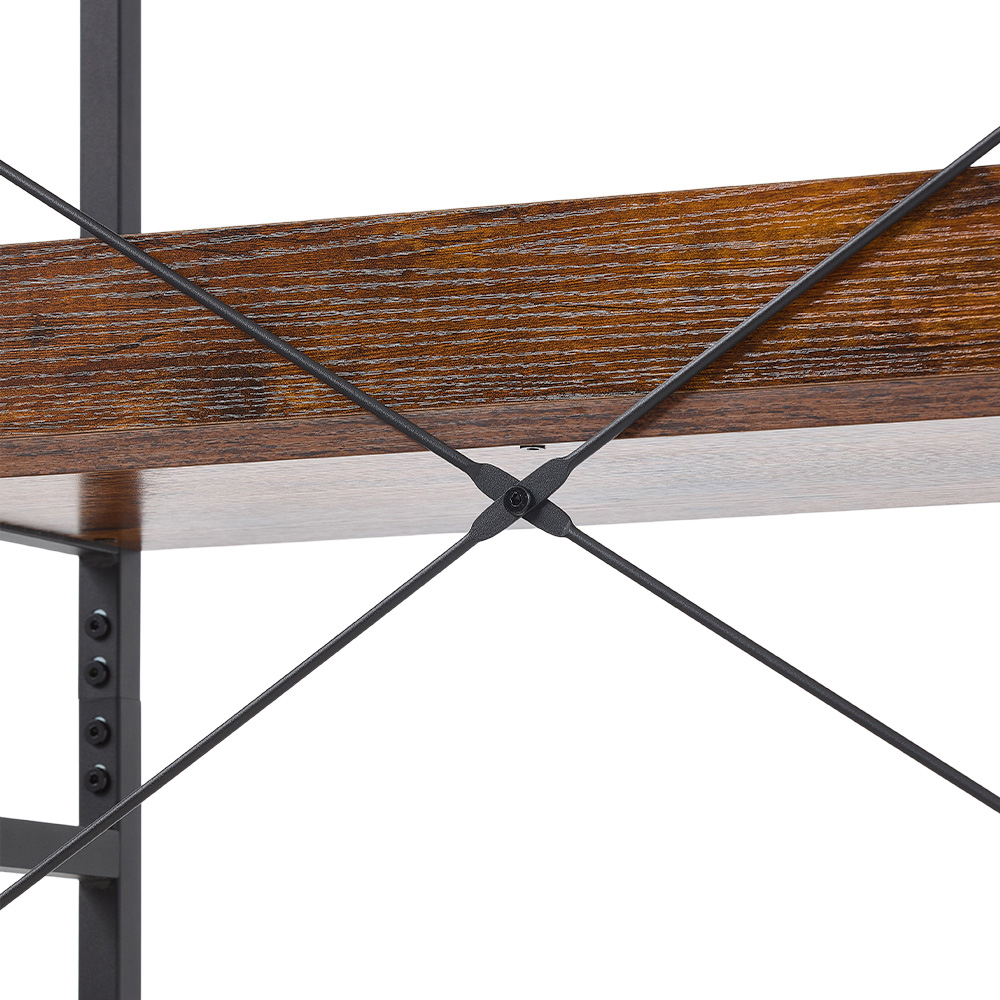 Living and Home 3 Shelf Black and Brown Freestanding Over the Toilet Storage Rack with Hooks Image 3