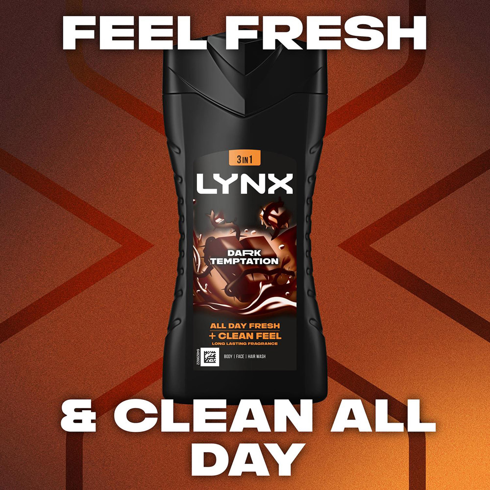Lynx Dark Temptation 12H Refreshing Fragrance Shower Gel 225ml 36 Pack Image 3