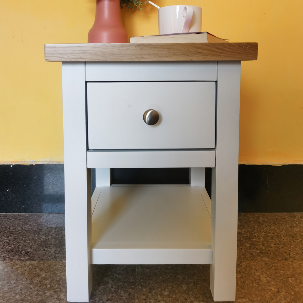 Furniture One Single Drawer Single Shelf White Oak Bedside Table Image 4