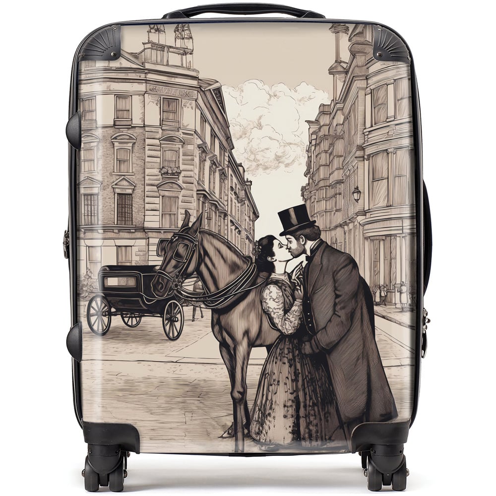 Warren Reed Designer Large Victorian Lovers on a London Street Suitcase Image 1