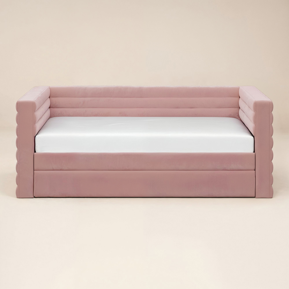 Flair Yuma Pink Velvet Guest Bed with Pull-Out Trundle Image 3