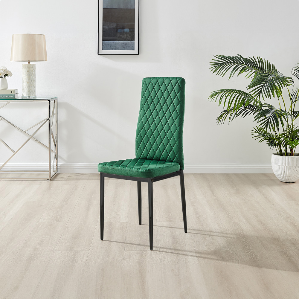 Furniturebox Arona Valera 4 Seater Round Dining Set Green Black and Chrome Image 4